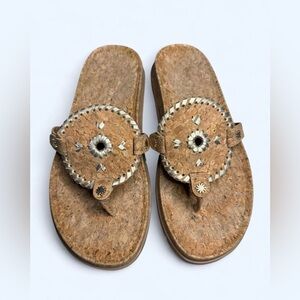 Jack Rogers Georgica Cork and Gold Thong Flip Flop
